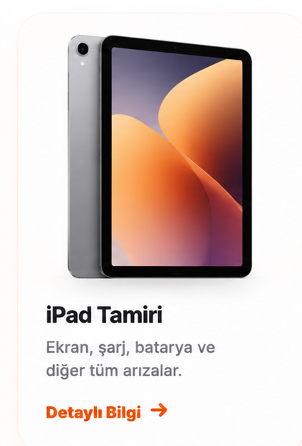 Kırık iPad ekranında cam, dokunmatik ve görüntü kontrolünü anlatan görsel